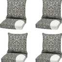 Arden Outdoor Foam Deep Seat Cushion (2-Pack), 22x24, Premium High-Density Foam, Never Flattens, Weather-Proof for Patio Chair Sofa Couch, Black Aurora Damask