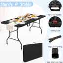 2 Pack 5 Feet Portable Folding Table Black, Steel Legs Fold-in-Half with Carrying Handle Rectangular Plastic Foldable Table for Party, Wedding, Camping, Picnic, Dining, Indoor Outdoor Events (Black)
