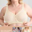 Wingslove Women's Minimizer Bra Lace Wireless Full Coverage Non-Padded Plus Size No Underwire Everyday Comfort(Light Skin,42DD) (Beige)
