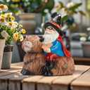 Magic Gnome Riding Highland Cow Statue - Wizard Gnome and Magic Book Outdoor Garden Decor, for Lawns and Yards, Gifts for Women