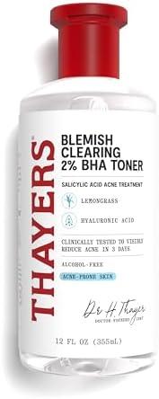 Thayers Blemish Clearing Salicylic Acid Toner, Acne Treatment Face Toner with 2% Salicylic Acid, Soothing and Non-Stripping Skin Care, 12 Fl Oz,  Exp. 10/2025