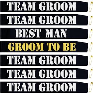 7 Pcs Bachelor Sashes Set for Groomsmen, Black Groom to Be Sash and Team Groom Sashes for Bachelor Party Bridal Shower Engagement Wedding Accessories Supplies Decorations Favors Gifts