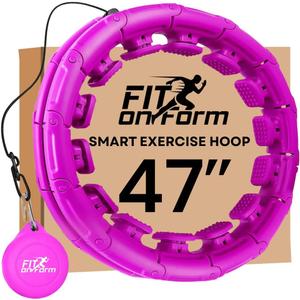 FIT ON FORM Infinity Weighted Hula Hoop for Adults Weight Loss, Smart Exercise Hola Circle Hoop for Women Abs Workout (Purple - 47 Inch)