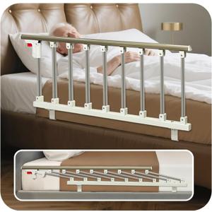 Bed Side Rails Guard for Elderly Adults Seniors Assist Rail Safety Bed Cane Railings Fold Down Handle Handicap Medical Support Assistance Devices Half Grab Bar 48 Inches W x 21 Inches H
