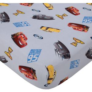Disney Cars Fitted Crib Sheet 100% Soft Breathable Microfiber, Baby Sheet, Fits Standard Size Crib Mattress 28in x 52in, Gray