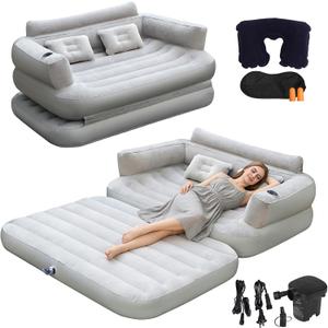 Onirii Full Size Inflatable Sofa Bed with Air Pump,2-in-1 Portable Blow-Up Air Couch,Inflatable Couch Bed and Folding Air Mattress for Home,Camping,and Guests