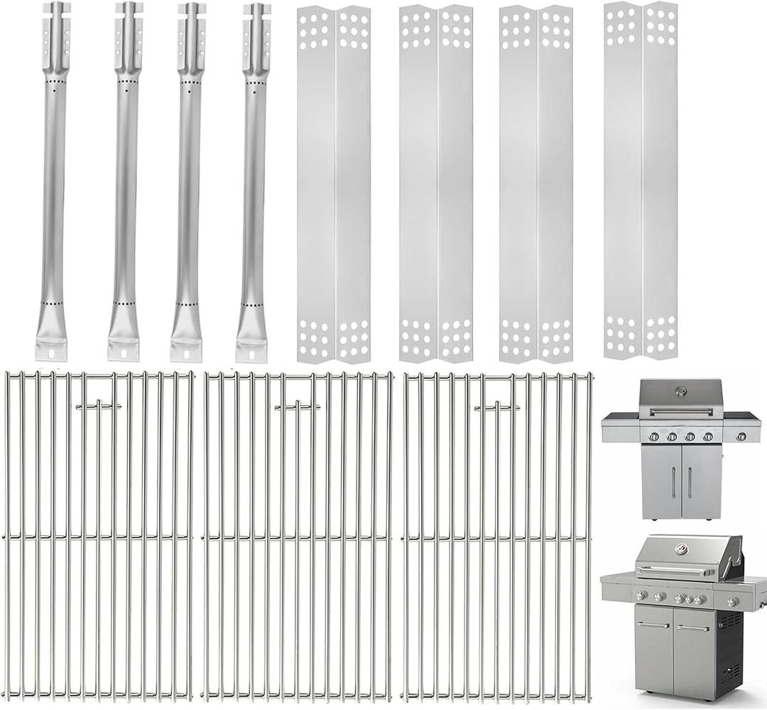 Replacement Parts Kit for KitchenAid 720-0954, 720-0733A, 720-0954A, 720-0733D, 720-0954L, 730-0733, 740-0733A, 730-0733A, 740-0733 Grill Parts, Nexgrill Parts 720-0733 720-0733A,Solid Stainless Steel (Grates+Burners+Heat plates)