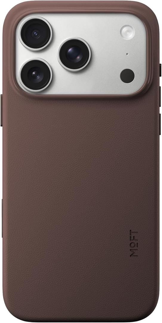 MOFT for iPhone 17 Pro Case- MOVAS Snap Case, MagSafe Compatible, Soft-Touch Vegan Leather, Classic Minimalist Design, Lightweight, Stain-Resistant & Camera Protection, Brownie