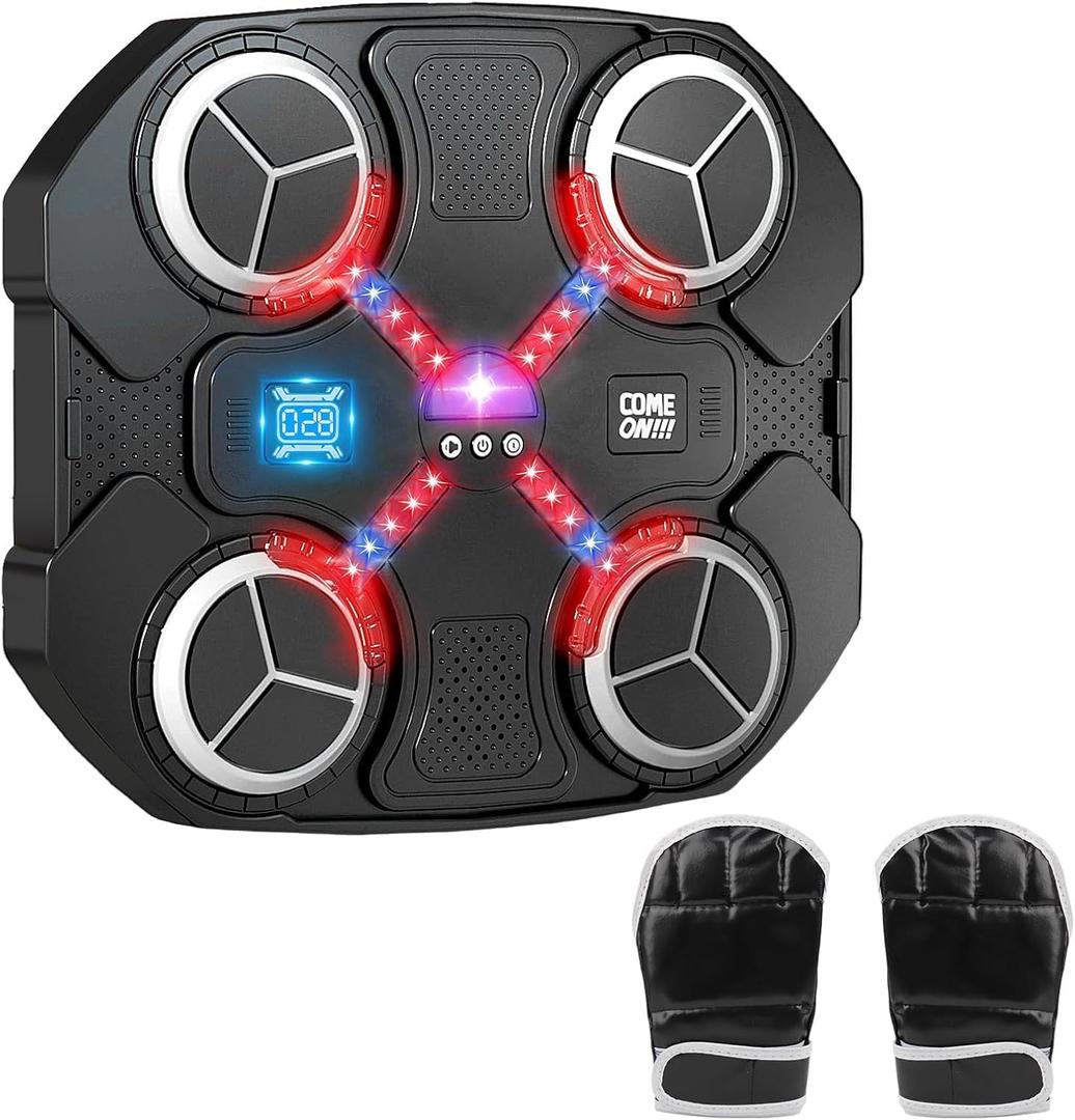 Music Boxing Machine for Kids, Wall Mounted Bluetooth Smart Punching Pad Kids Boxing Training Workout Equipment with Boxing Glove, Birthday Gifts Sport Toys for Boys Girls 5 6 7 8 9 10 11 12 Year Old