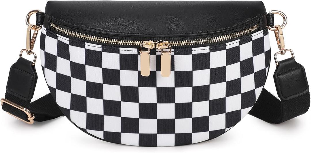 Eslcorri Small Crossbody Sling Bag for Women Trendy - Fanny Packs Leather Chest Belt Bum Bag Anti Theft Purse for Travel (#150 Nylon Black)