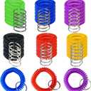 Pack of 36 Colorful Spring Spiral Wrist Coil Key Chain, Wristband Key Ring (Assorted Color)