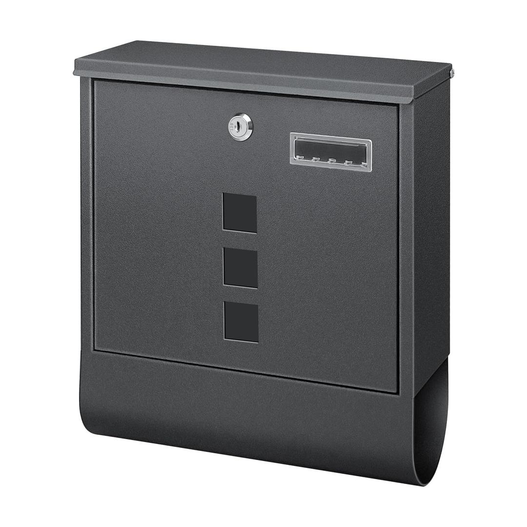 Wall Mount Locking Mailbox with Key - Large Capacity Outdoor Mail Box for Newspapers & Packages, Weatherproof Security Drop Box (11.8" L x 3.5" W x 14.6" H Gray)