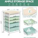 SYKIARIOL Utility Cart with 5 Drawers,Storage Cart with Wooden Tabletop and Lockable Wheels,Craft Storage Trolley Organizer,5-Tier Rolling Utility on Wheels,Light Green