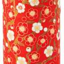 NOREN Japanese Tea Canister Tin (Yuzen Washi Paper), 3.5oz Size Made in JAPAN with Includes Inner Lid of Airtight Damp-Proof/Kitchen Jar for Loose Leaf Coffee Tea Spice and More (Plum/Red)