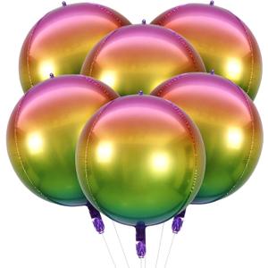 HOUSE OF PARTY 4D Sphere Balloons Pack of 6 (Rainbow)