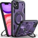 WYUIC Designed for iPhone 11 Magnetic Case, Compatible with Magsafe, 10ft Drop Test Hard Rugged, 360 Rotating Ring Kickstand Heavy Duty Shockproof Protection Phone Case iPhone 11 Cover, Purple
