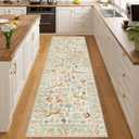 DUKINO 2x10 Rug for Hallway, Washable Kitchen Runner Rug with Non Slip Backing, Soft Low Pile Vintage Animal Runner for Bedroom, Kitchen, Hallway, Entryway, Laundry, White