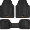 Cat ToughRide Heavy-Duty 3 Piece Rubber All Season Floor Mats for Car Truck Van SUV, Black - Premium Trim to Fit Cars Floor Mat, All Weather Deep Dish Automotive Floor Mats, Total Dirt Protection