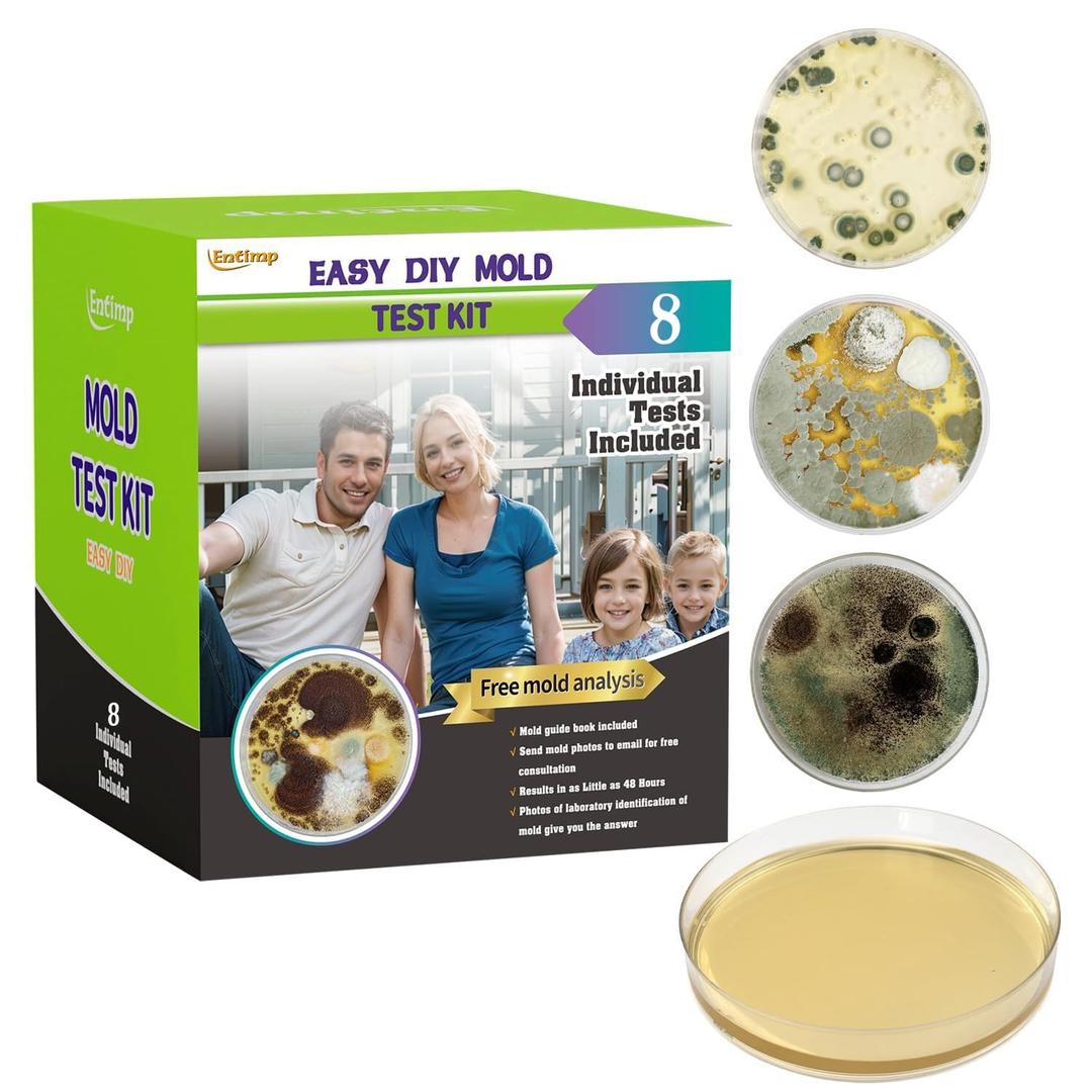Mold Test Kit for Home Within 8 Individual Tests,DIY Detector at Home,Surface Mold,HVAC,Indoor Air Quality Testing Kits,Black Mold Testing,Includes Detailed Mold Identification Guide and Free Lab