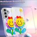 Compatible with Samsung Galaxy S24 Plus & S25+ Case,with [Shockproof Protective][Camera Protection]Cute Rainbow Flower Aesthetic Phone Cover Anti-Yellowing Soft Slim Cover for Women Girl-White
