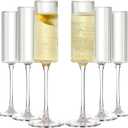 Lueumxc 16 Pack Ribbed Acrylic Champagne Flutes, 5.5 Oz Unbreakable Goblet Glasses Reusable Champagne Toasting Cups - Modern & Elegant for Wedding Party Anniversary Christmas Birthday