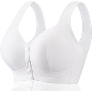 Daisy Bras for Older Women Floral Plus Size Bra Wireless Front Closure Bras for Senior Daisy Comfort Tshirt Bra (8X-Large, Pure White)