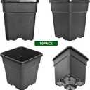10-Pack 2 Gallon Square Planter Nursery Pots, Flower Plant Container Injection Molded Plastic Nursery Pots Gardening Pots for Indoor Outdoor Vegetables, Succulents, Black