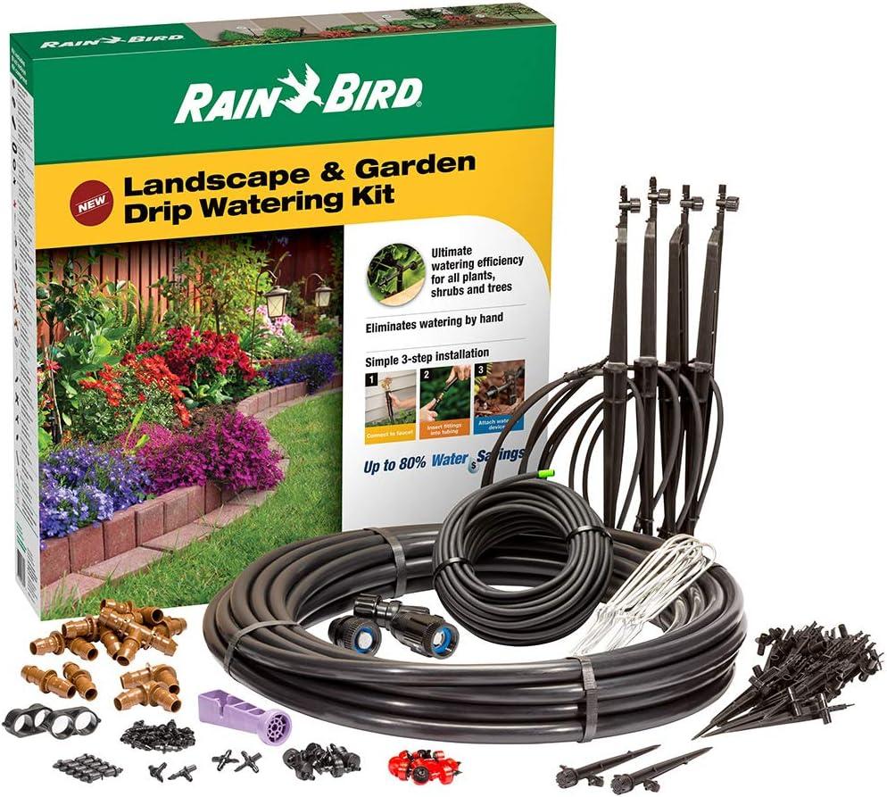 Rain Bird LNDDRIPKIT Drip Irrigation Landscape/Garden Watering Kit with Drippers, Micro-Bubblers, Micro-Sprays