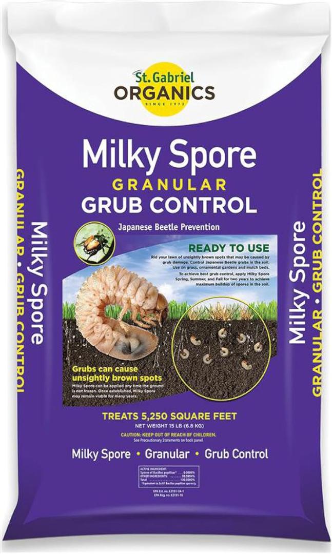 St. Gabriel Organics - 15 Pound Milky Spore Granular Natural Japanese Beetle Grub Control and Repellent for Lawn and Garden Care (15 LB Bag)