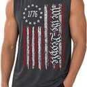 Bwlizfuz Men’s We the People 1776 Patriotic Muscle Tank Top, Gray American Flag Graphic 4th of July Sleeveless Distressed Vintage Style Gym Workout Athletic Fit USA Crew Neck Memorial Day Shirt M