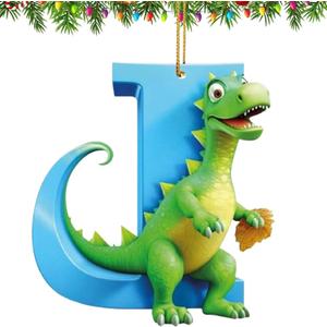 2 x Christmas Dinosaur 26 Letter Ornaments, Personalized Christmas Ornaments 2025, initial ornament, Car Interior Pendant Letter, letter ornament for Xmas tree,Funny Dinosaur Decor for Kids
