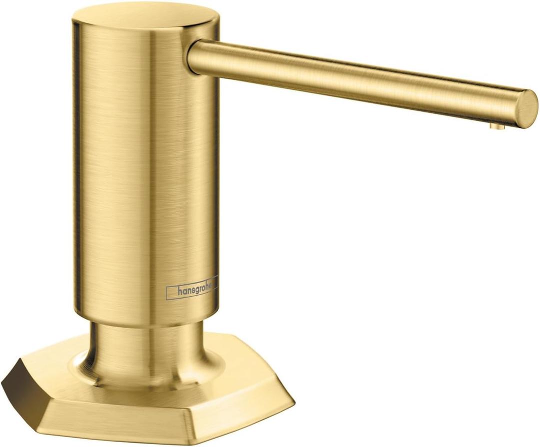 hansgrohe3-inch Bath and Kitchen Sink Soap Dispenser Transitional in Brushed Gold Optic, 04857250