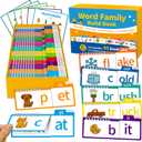 Phonics Flash Cards Word Family Build Book, 40 Read & Rhyme Flip Books, Learn to Read for Kids Ages 4-8, Engaging Educational Tools for Preschool-Kindergarten, Fun Sight Words & Phonics Games
