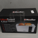 Mueller UltraToast Full Stainless Steel Toaster 4 Slice, Long Extra-Wide Slots for Bagels and Waffles, 6 Browning Levels, LED Display, Cancel/Defrost/Reheat Functions & Removable Tray, Kitchen Gadgets