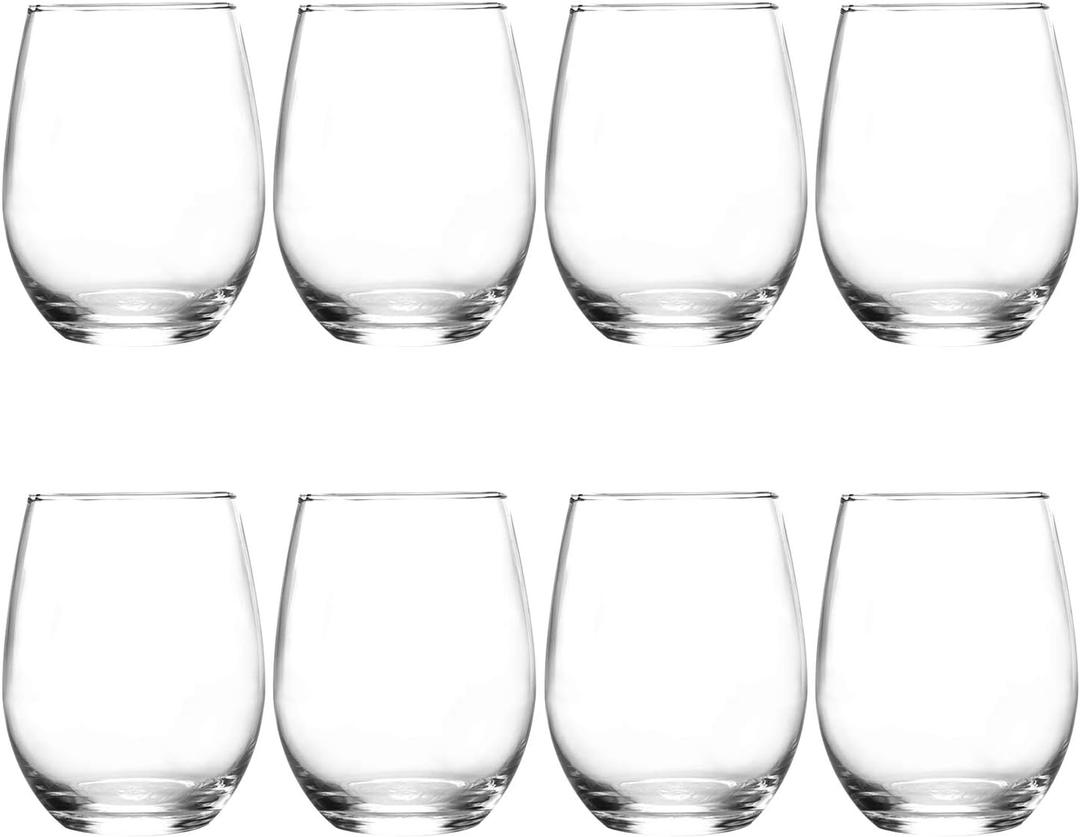Clear 20oz Stemless Wine Glass,Large Cup For Enhanced Aeration with Durable Chip Resistant Rim For White Wine,Beverage Cups For Red Wine,Sleek Modern Drinking Tumbler Drinking Glass 8pack