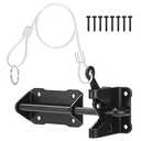 SANKINS Heavy Duty Automatic Gate Latch for Wooden Fence with Cable Pull, 7-1/2" Self-Locking Gravity Lever Door Security Latches Hardware for Metal Gates, Vinyl Fence, Outdoor Garden, Pool, Black