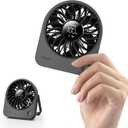 Aecooly Mini Portable USB Desk Fan, Small Enough to Hold Mighty Desktop Fan, USB & Battery Powered Quiet Table Fans, 4 Speeds Rechargeable Personal Fans for Home, Office, Travel, Gifts -Black