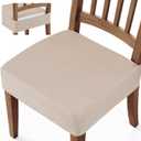 Songrey Waterproof Seat Covers for Dining Chairs Set of 4, No Rear Chair Covers, Stretch Removable Washable Chair Slipcover Protector, Taupe