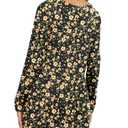 NILOUFO Womens Long Sleeve Shirts Casual Blouses Trendy Twist Knot Tunics Tops for Leggings(Yellow Flower, Small) (Black, S)