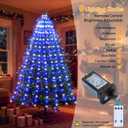 Christmas Tree Lights White and Blue Christmas Lights Outdoor Indoor 400Led 10 Lines with 8 Lighting Modes, Timer and Remote Control, Fairy Lights for Wedding Home Party 6Ft - 9Ft Xmas Tree Decoration