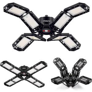 PINSAI LED Garage Light, Super Bright Screw in E26/ E27 Ceiling Shop Work Lamp, 200W 20000 Lumen Deformable Basement Bulb Fixture with 8 Adjustable Panels, Lighting for Workshop, Attic