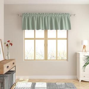 LKTCOBTAC Light Green Small Tiers Kitchen Short Small Mini Window Curtains Valance 12 inches Length Blackout Home Decor Blackout Basement rv Camper Living Room/Bedroom 42W by 12L 1 Piece Rod Pocket