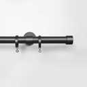 TWOPAGES 1" Heavy Duty 28-136" Adjustable Curtain Rod with Rings, Black
