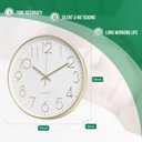 Wall Clock 10 Inch Non-Ticking Silent Modern Simple Style Round Decor Clock Gold Stereoscopic Dial Quartz Wall Clocks for Home/Office/School/Living Room/Bedroom/Kitchen