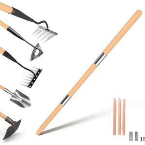 BuerKeo Wooden Hoe Handle Replacement, 47 Inch Length Wooden Pole & Rake Garden Tool Replacement Handle, 1.3 Inch Diameter Long Tapered Handles for Hollow Hoe Fork Shovels Tamper Gardening Tools