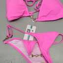 TASHEHE Women's Triangle Thong Bikini Set Sexy String Brazillian Two Piece Swimsuit Cute Bikini Bathing Suit (Pink, S)