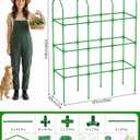 65" Cucumber Trellis for Climbing Plants Outdoor, Metal Garden Trellis for Raised Bed, Plant Support Structures with Netting for Cucumbers Tomatoes Beans Peas (50 * 17 * 65inch(L*W*H), Trellis)