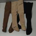 EPEIUS Baby Tights Infant Girls Cable Knit Tights Solid Cotton Stockings Seamless Footed Leggings Pantyhose 6-12 Months,Black/Brown/Khiki (Pack of 3)