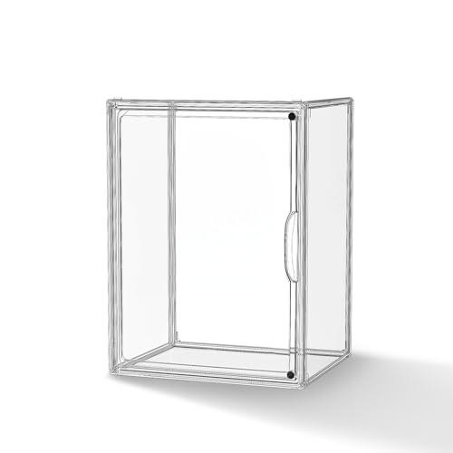 HOYOJA Clear Acrylic Display Case, Super Large Stackable Storage Bins Magnetic Attraction Lids, Acrylic Box for Collectibles, Figures, Cosmetic, Purse, Handbag, Wallet, 1 Pack,11.4x9.84x15.4 inch