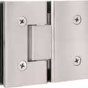 Shower Door Hinges, 180 Degree Glass Door Hinges, Heavy-Duty Brass Shower Door Replacement Parts for 5/16"-1/2" (8-12mm) Glass Thick, Brushed Nickel